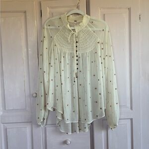 Free people sheer peasant blouse